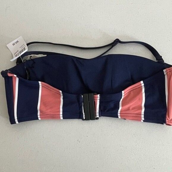 Mei L’ange Women's Micah Striped Blue Pink Bandeau Bikini Top Size Small New - Picture 6 of 12
